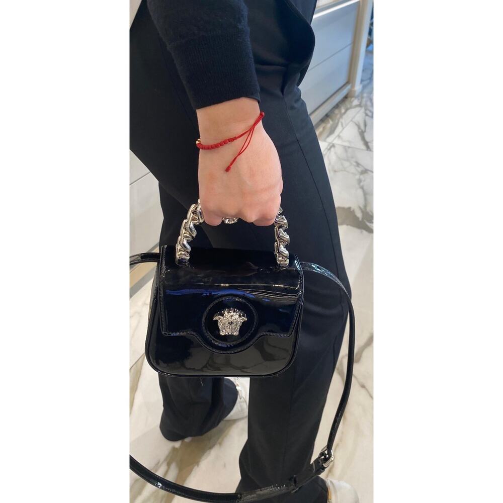 Versace Silver Medusa Black Leather Mini Top Handle Bag 1023434 IT NWT $1700 - Picture 10 of 16